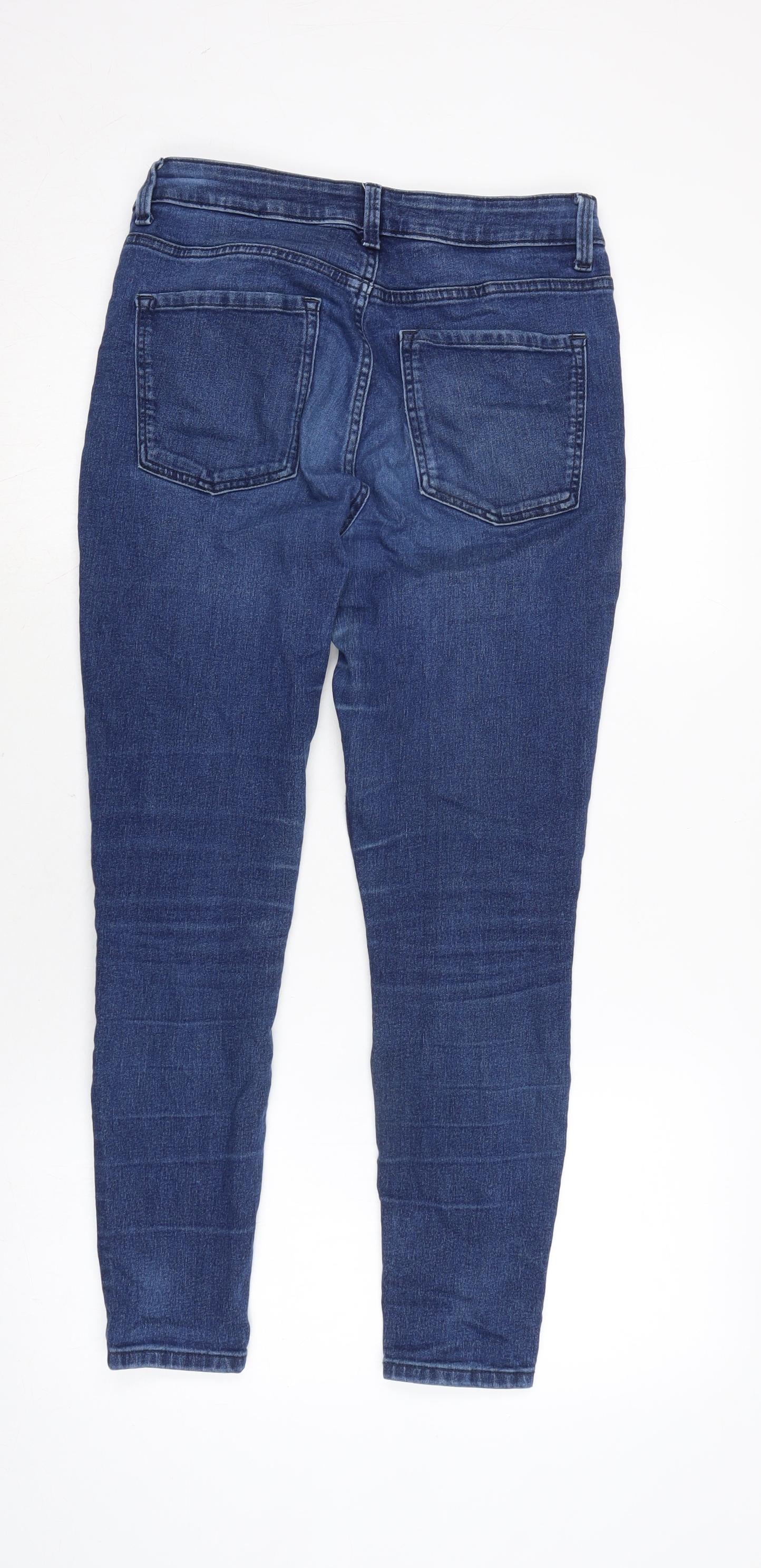 Marks and Spencer Womens Blue Cotton Blend Skinny Jeans Size 10 L24 in Regular Zip