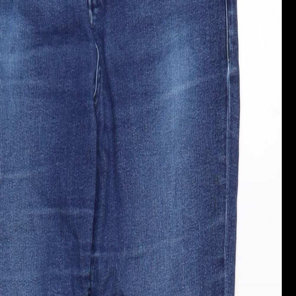 Marks and Spencer Womens Blue Cotton Blend Skinny Jeans Size 10 L24 in Regular Zip