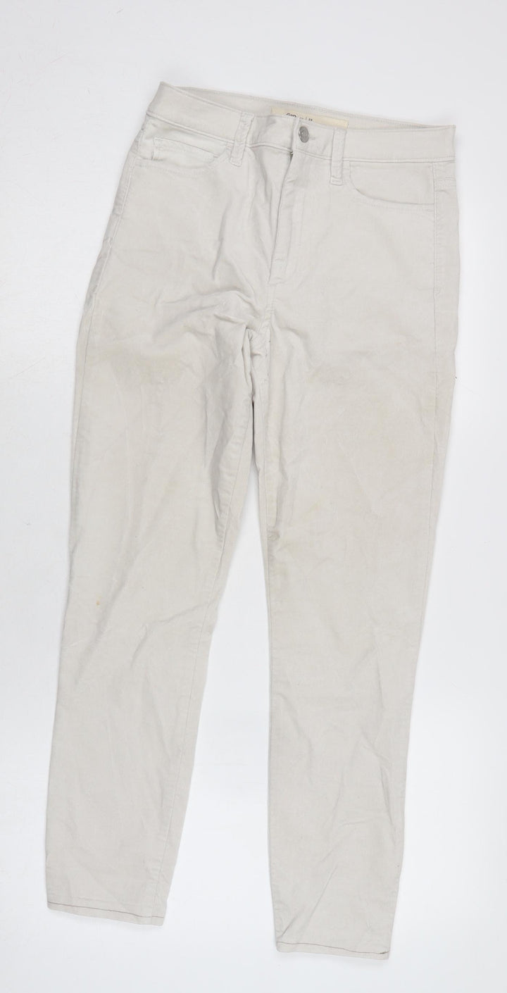 Gap Womens Ivory Polyester Trousers Size 8 L25.5 in Regular Zip
