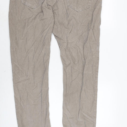 Marks and Spencer Mens Grey Cotton Trousers Size 38 in L30 in Regular Zip