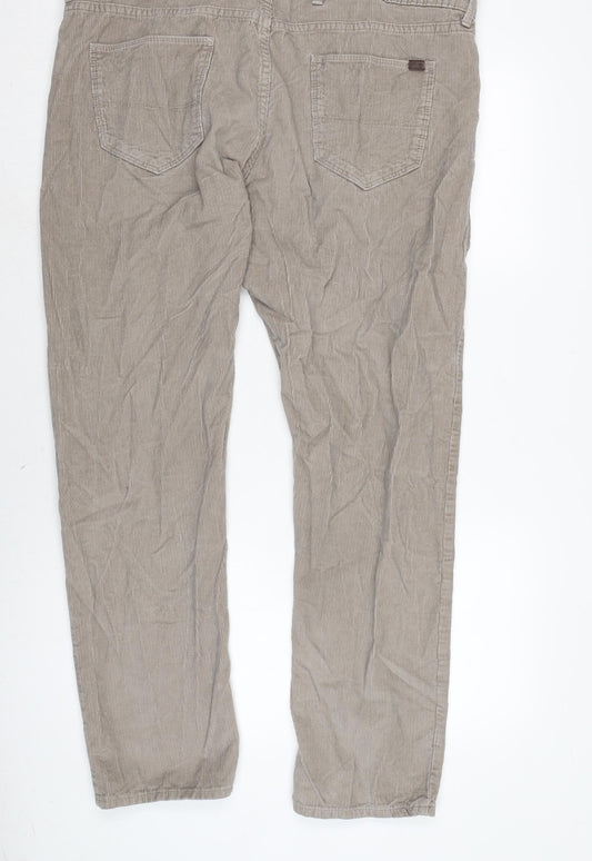 Marks and Spencer Mens Grey Cotton Trousers Size 38 in L30 in Regular Zip