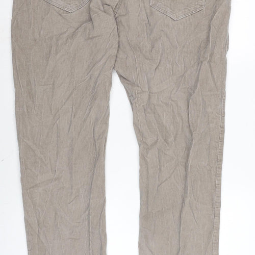 Marks and Spencer Mens Grey Cotton Trousers Size 38 in L30 in Regular Zip