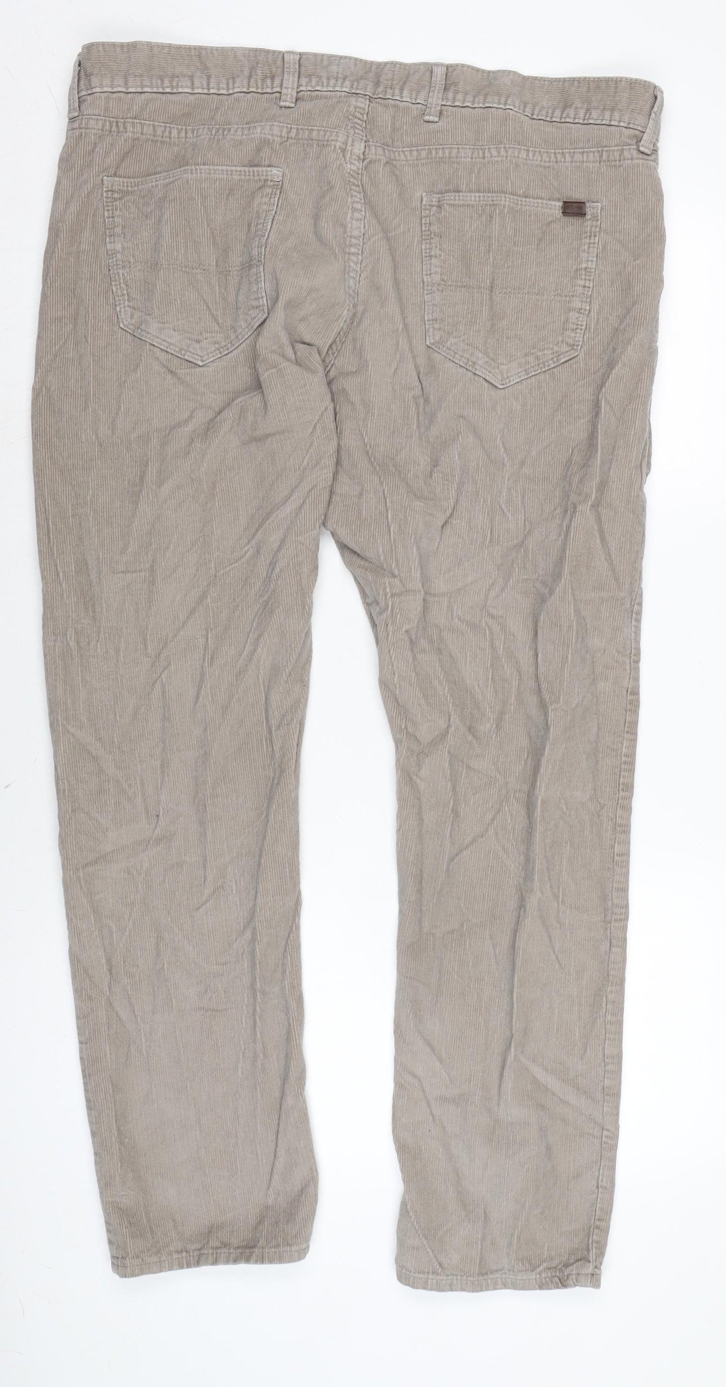 Marks and Spencer Mens Grey Cotton Trousers Size 38 in L30 in Regular Zip