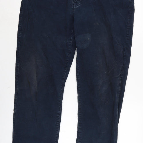 Jaeger Mens Blue Cotton Trousers Size 36 in L29 in Regular Tie