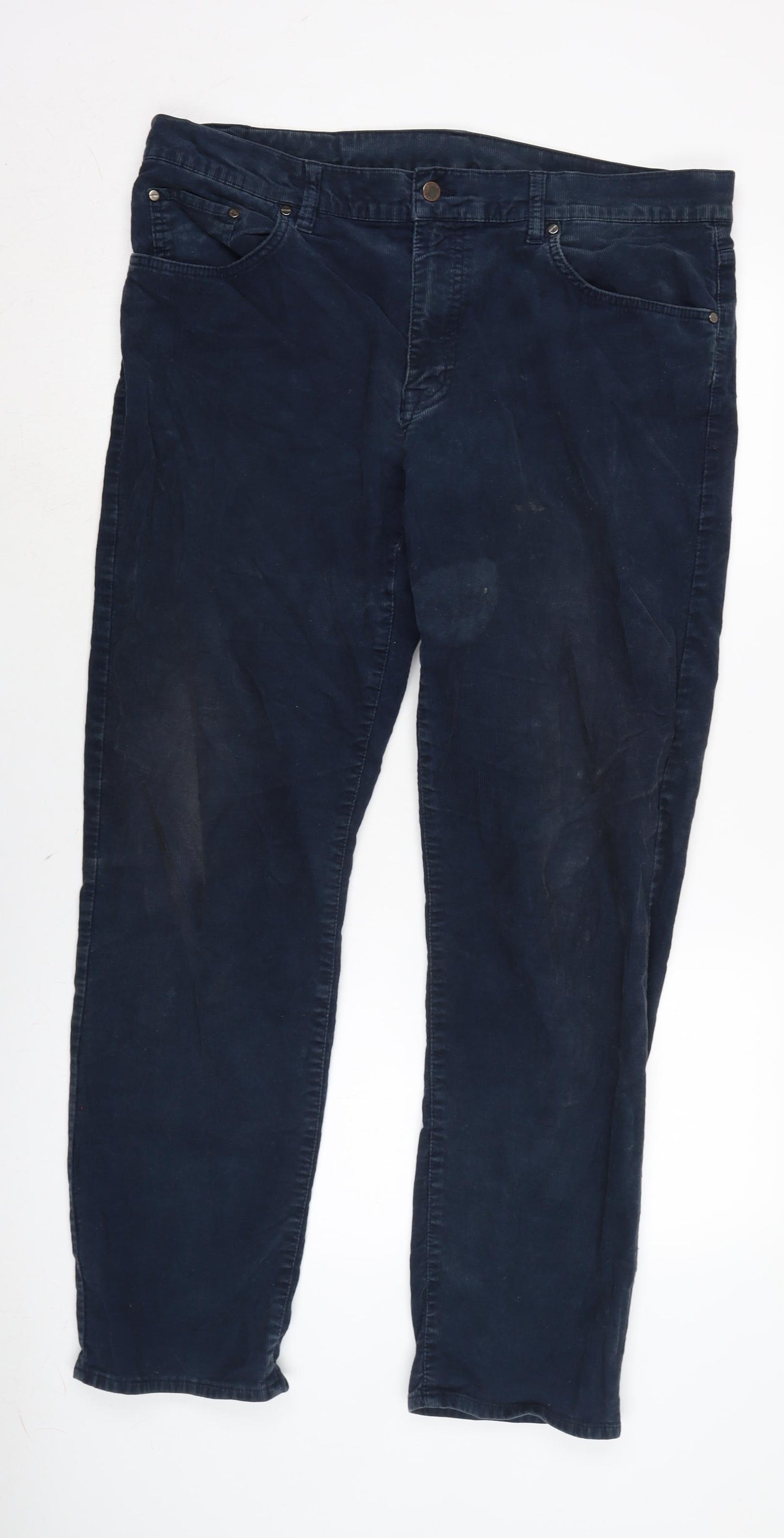 Jaeger Mens Blue Cotton Trousers Size 36 in L29 in Regular Tie