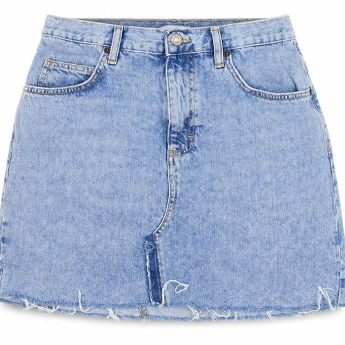 Topshop Womens Blue Cotton A-Line Skirt Size 12 Zip