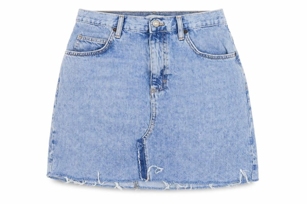 Topshop Womens Blue Cotton A-Line Skirt Size 12 Zip