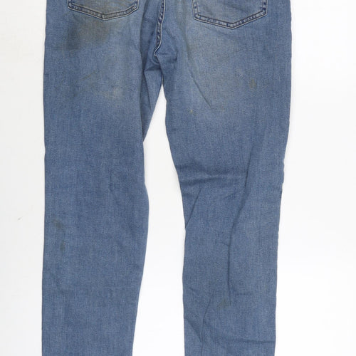 H&M Mens Blue Cotton Blend Straight Jeans Size 30 in L29 in Regular Zip