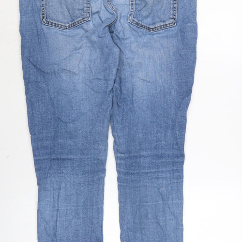 Marks and Spencer Womens Blue Cotton Blend Tapered Jeans Size 30 in L28 in Regular Zip