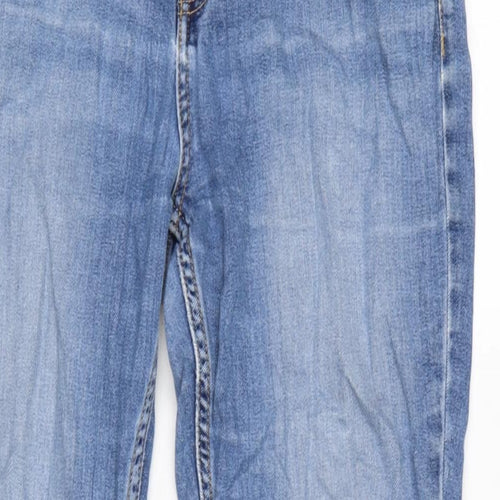 Marks and Spencer Womens Blue Cotton Blend Tapered Jeans Size 30 in L28 in Regular Zip