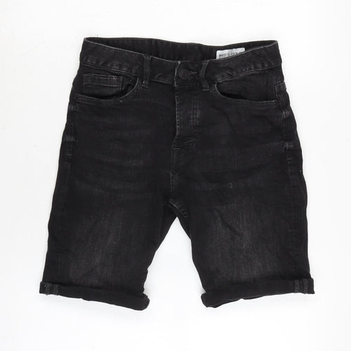 Denim & Co. Mens Black Cotton Bermuda Shorts Size 28 in L10 in Regular Button