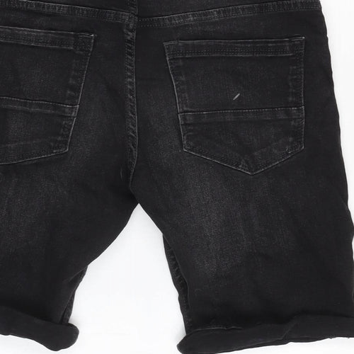 Denim & Co. Mens Black Cotton Bermuda Shorts Size 28 in L10 in Regular Button