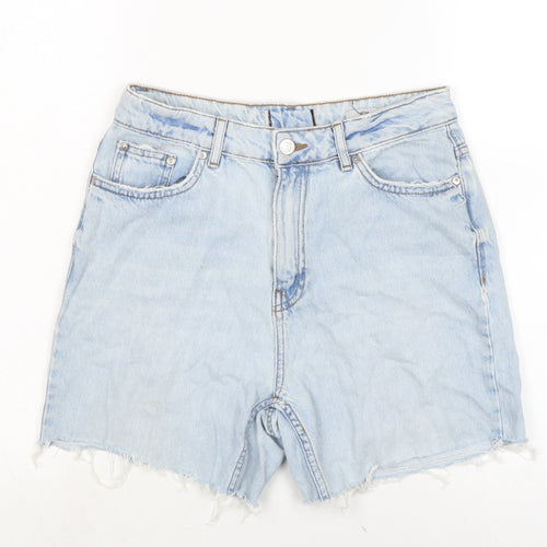 New Look Womens Blue Cotton Cut-Off Shorts Size 26 in Regular Zip