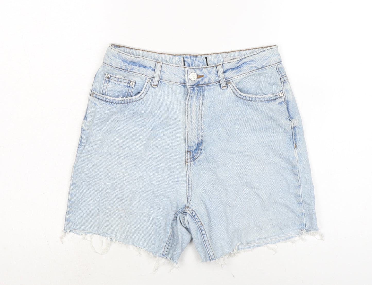 New Look Womens Blue Cotton Cut-Off Shorts Size 26 in Regular Zip