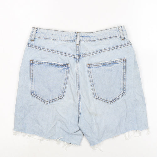 New Look Womens Blue Cotton Cut-Off Shorts Size 26 in Regular Zip