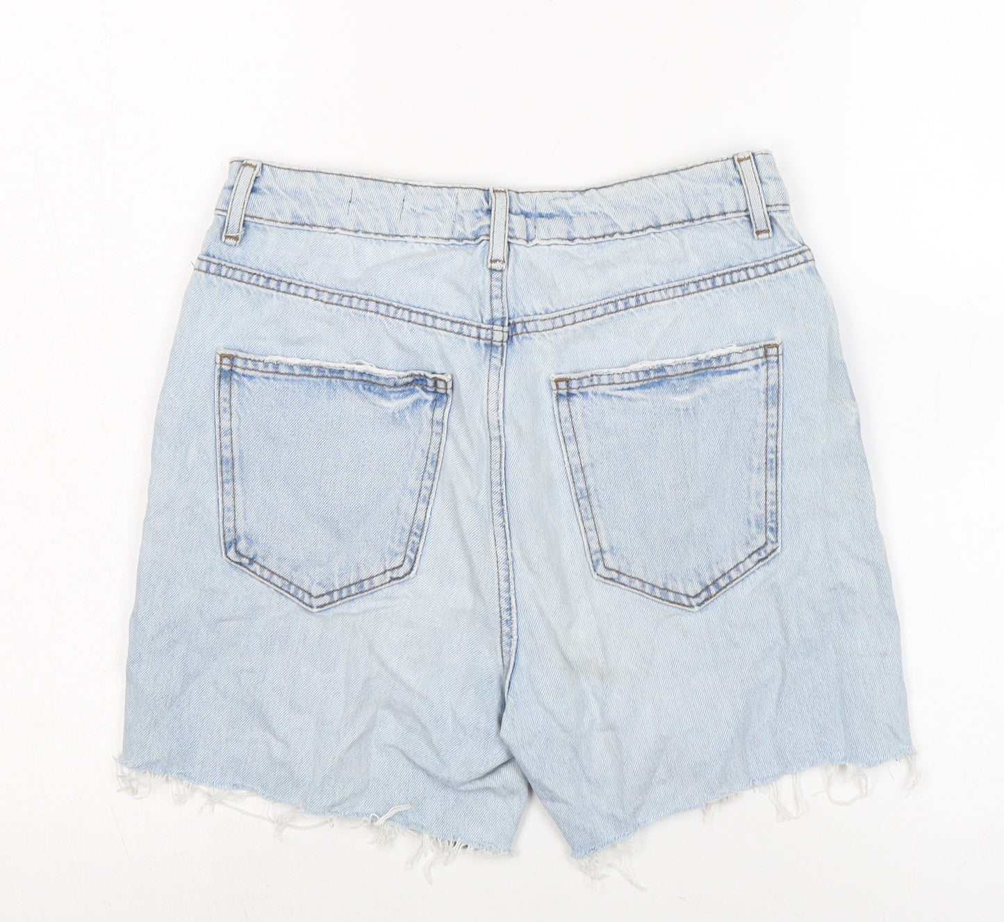 New Look Womens Blue Cotton Cut-Off Shorts Size 26 in Regular Zip