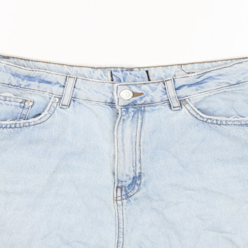 New Look Womens Blue Cotton Cut-Off Shorts Size 26 in Regular Zip