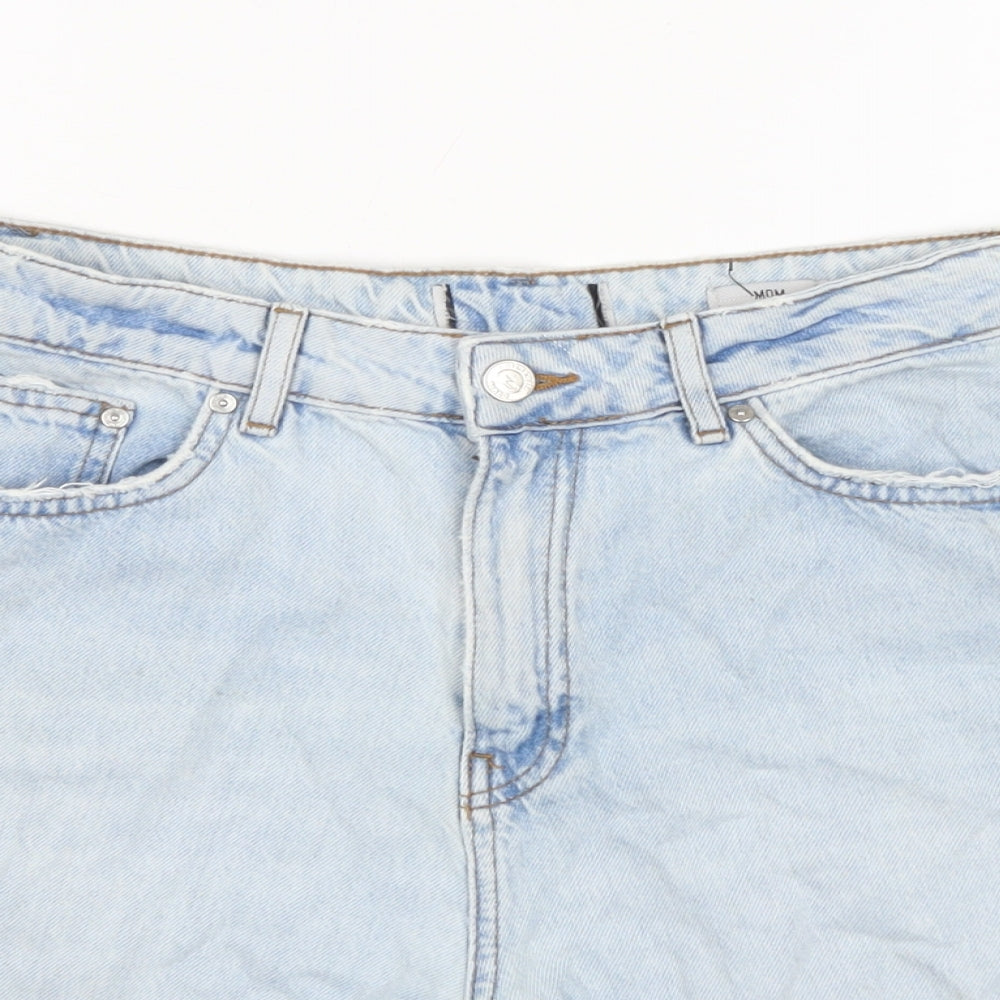 New Look Womens Blue Cotton Cut-Off Shorts Size 26 in Regular Zip