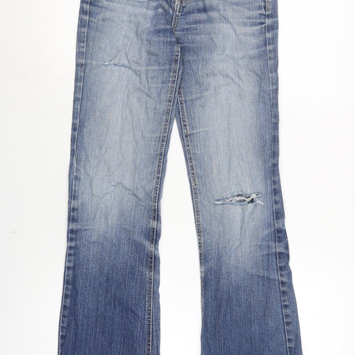 La Redoute Womens Blue Cotton Blend Bootcut Jeans Size 22 L29.5 in Regular Zip