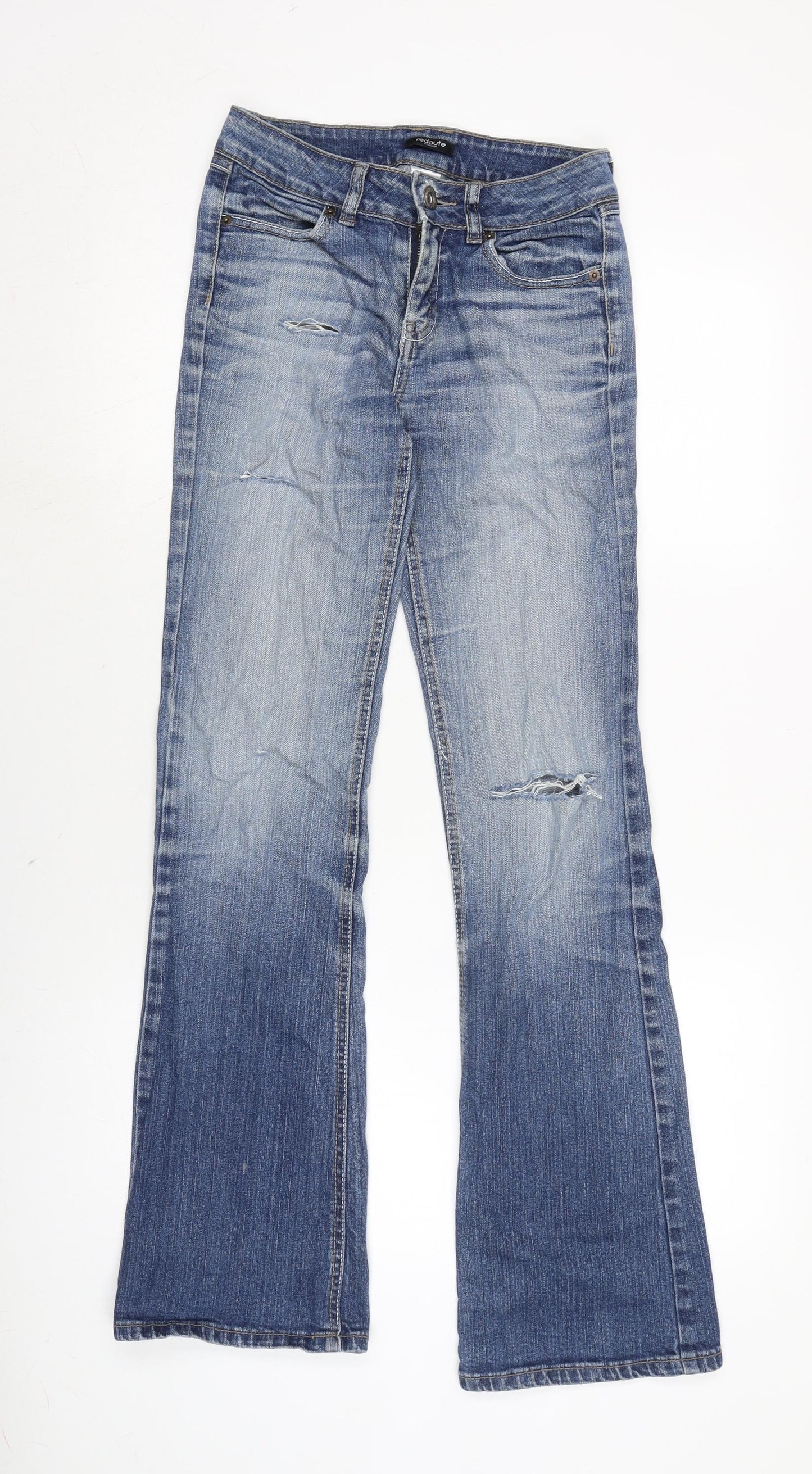 La Redoute Womens Blue Cotton Blend Bootcut Jeans Size 22 L29.5 in Regular Zip