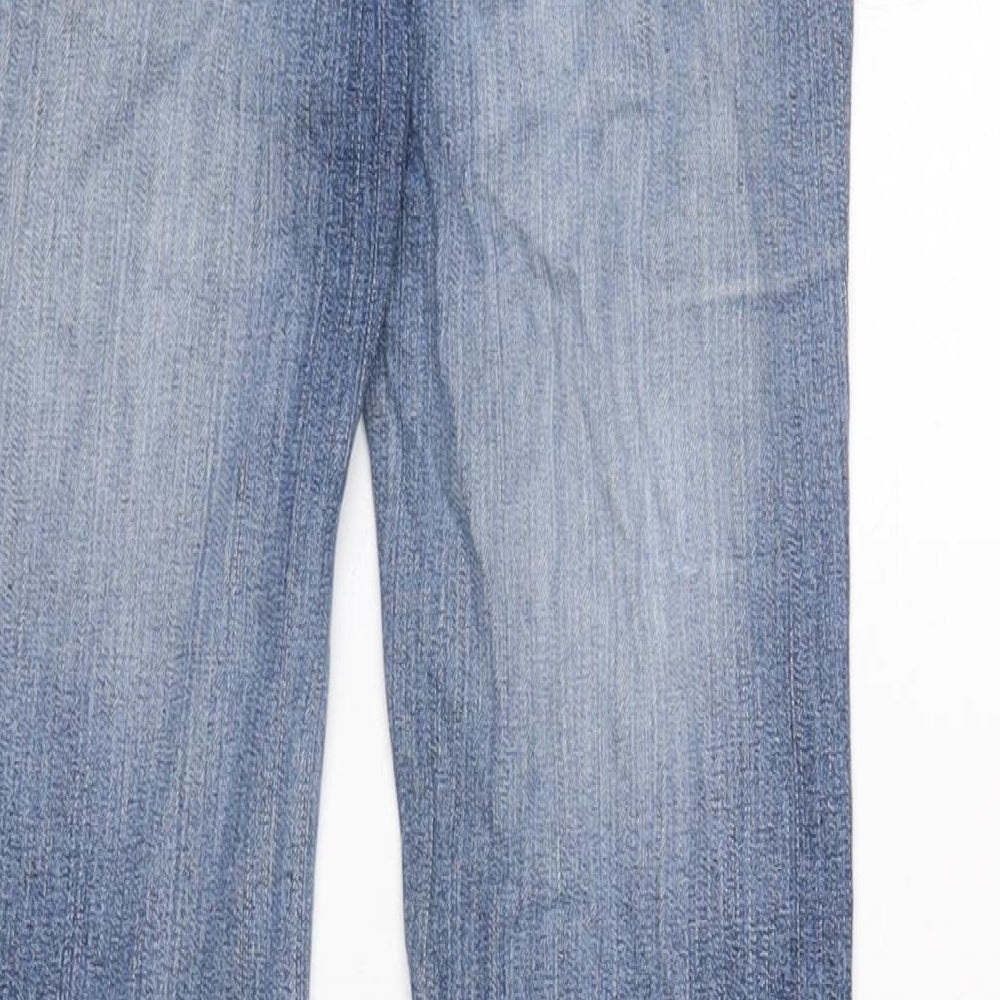 La Redoute Womens Blue Cotton Blend Bootcut Jeans Size 22 L29.5 in Regular Zip
