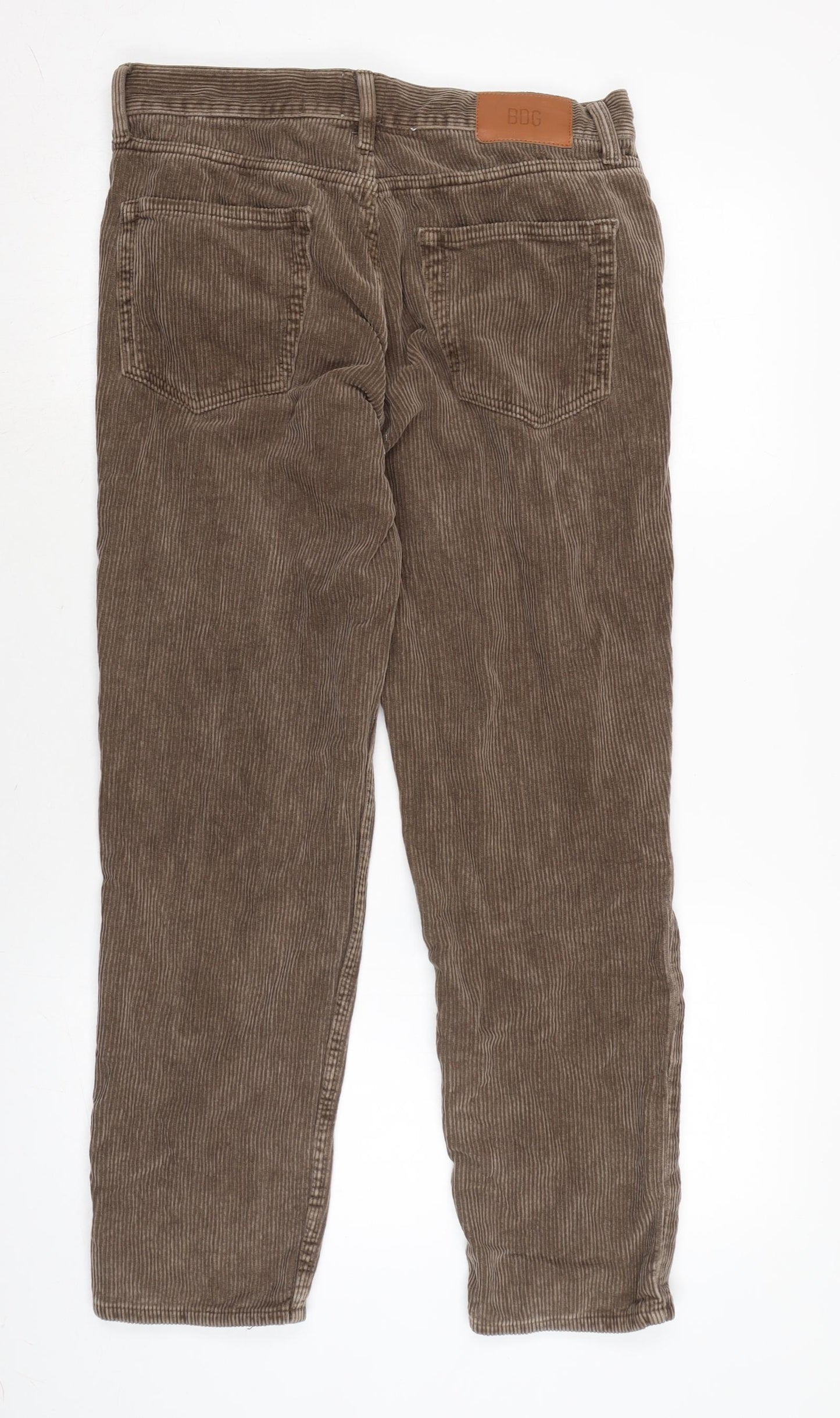 Urban Outfitters Mens Brown Cotton Trousers Size 32 in L32 in Regular Button