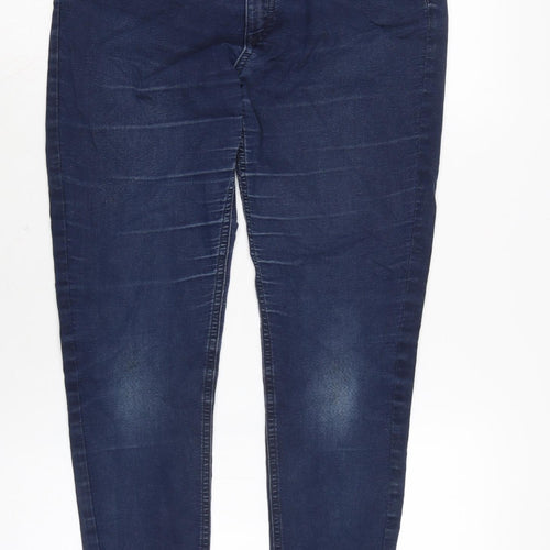 Marks and Spencer Womens Blue Cotton Blend Skinny Jeans Size 10 L24 in Regular Zip