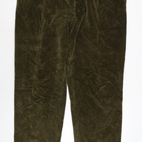Joseph Turner Mens Green Cotton Trousers Size 42 in L34 in Regular Zip
