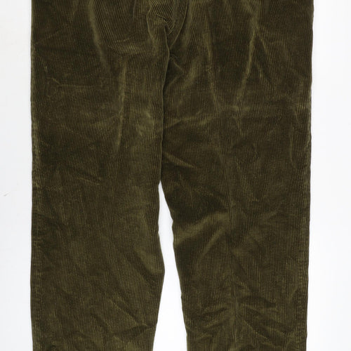 Joseph Turner Mens Green Cotton Trousers Size 42 in L34 in Regular Zip
