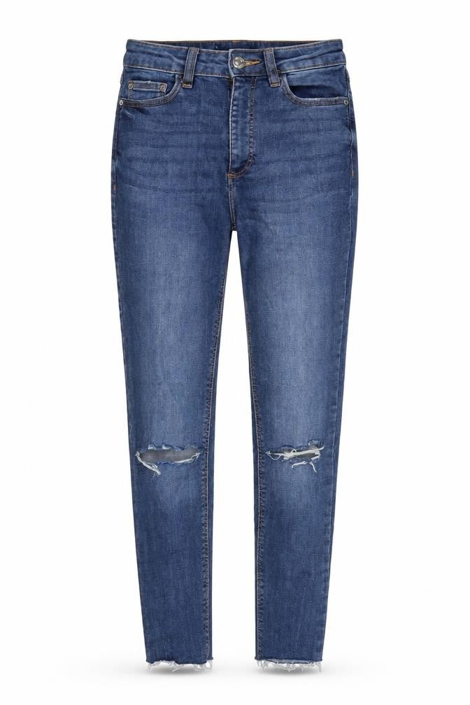 Denim & Co. Womens Blue Cotton Blend Tapered Jeans Size 4 L23.5 in Regular Zip - Waist 20In.