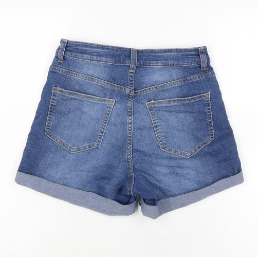 H&M Womens Blue Cotton Boyfriend Shorts Size 10 Regular Zip