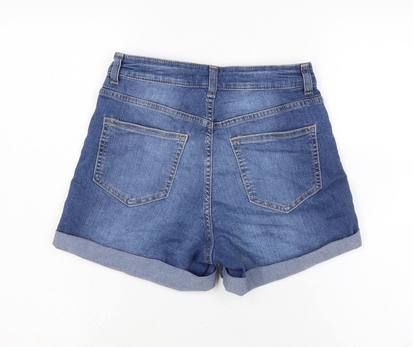 H&M Womens Blue Cotton Boyfriend Shorts Size 10 Regular Zip