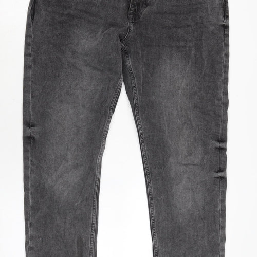 H&M Mens Grey Cotton Blend Straight Jeans Size 34 in L32 in Regular Zip