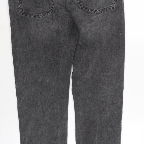 H&M Mens Grey Cotton Blend Straight Jeans Size 34 in L32 in Regular Zip