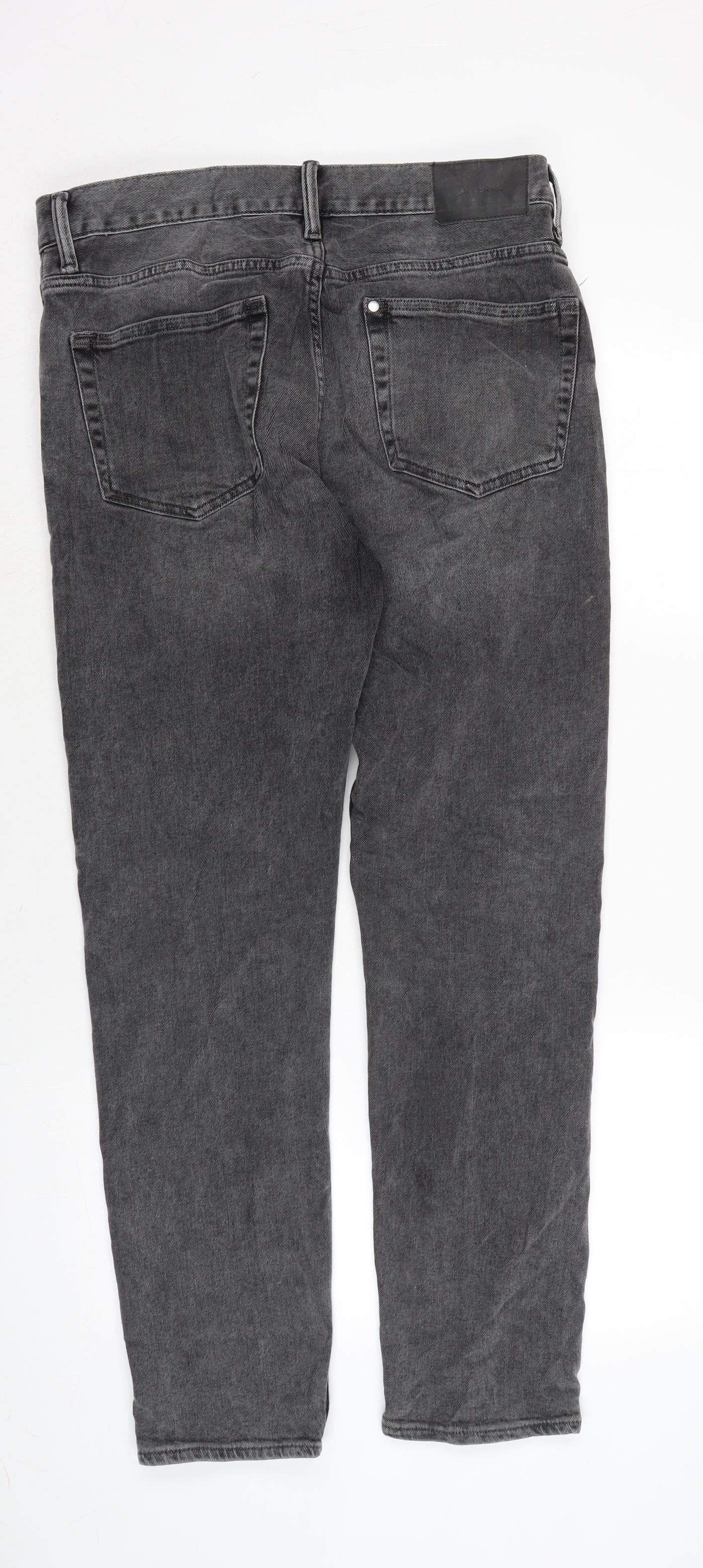 H&M Mens Grey Cotton Blend Straight Jeans Size 34 in L32 in Regular Zip