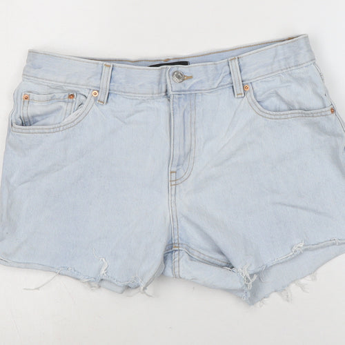 NEXT Womens Blue Cotton Cut-Off Shorts Size 10 Regular Zip