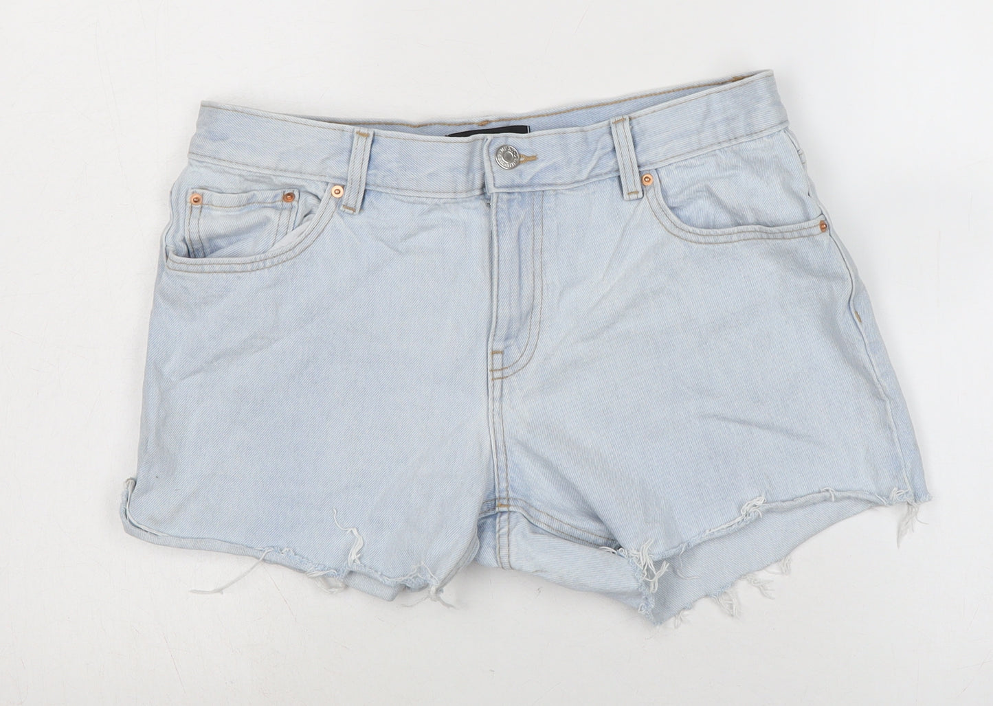 NEXT Womens Blue Cotton Cut-Off Shorts Size 10 Regular Zip