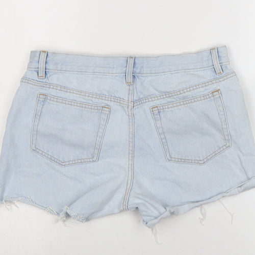 NEXT Womens Blue Cotton Cut-Off Shorts Size 10 Regular Zip