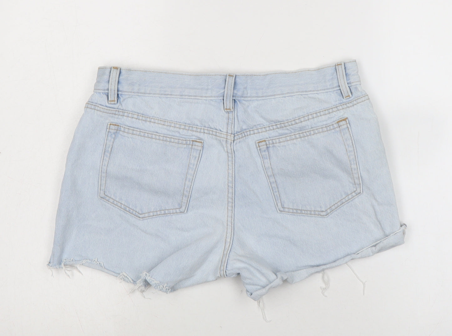 NEXT Womens Blue Cotton Cut-Off Shorts Size 10 Regular Zip