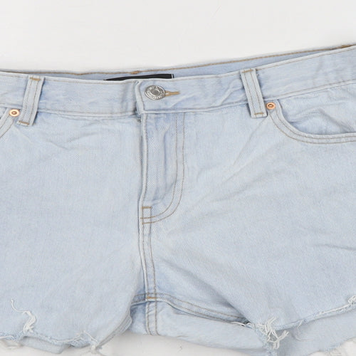 NEXT Womens Blue Cotton Cut-Off Shorts Size 10 Regular Zip