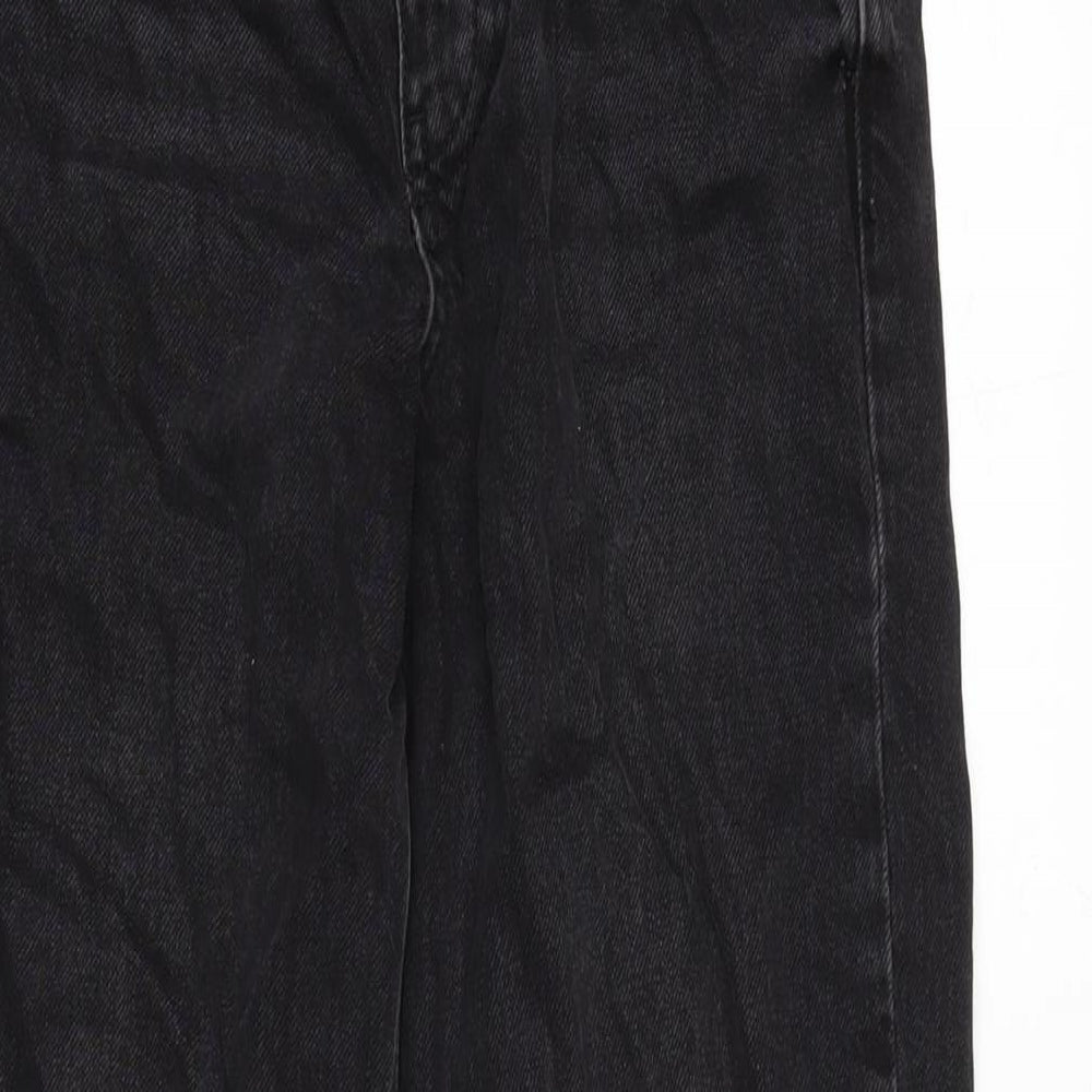 New Look Womens Grey Cotton Wide-Leg Jeans Size 6 L25.5 in Regular Zip