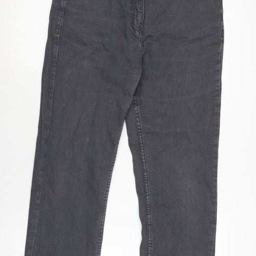 Cotton Traders Womens Grey Cotton Blend Straight Jeans Size 14 L25 in Regular Zip