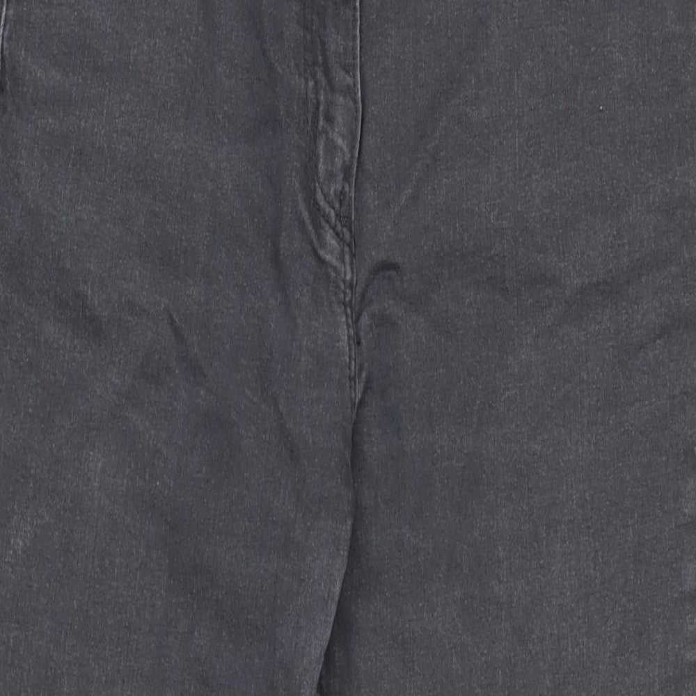 Cotton Traders Womens Grey Cotton Blend Straight Jeans Size 14 L25 in Regular Zip