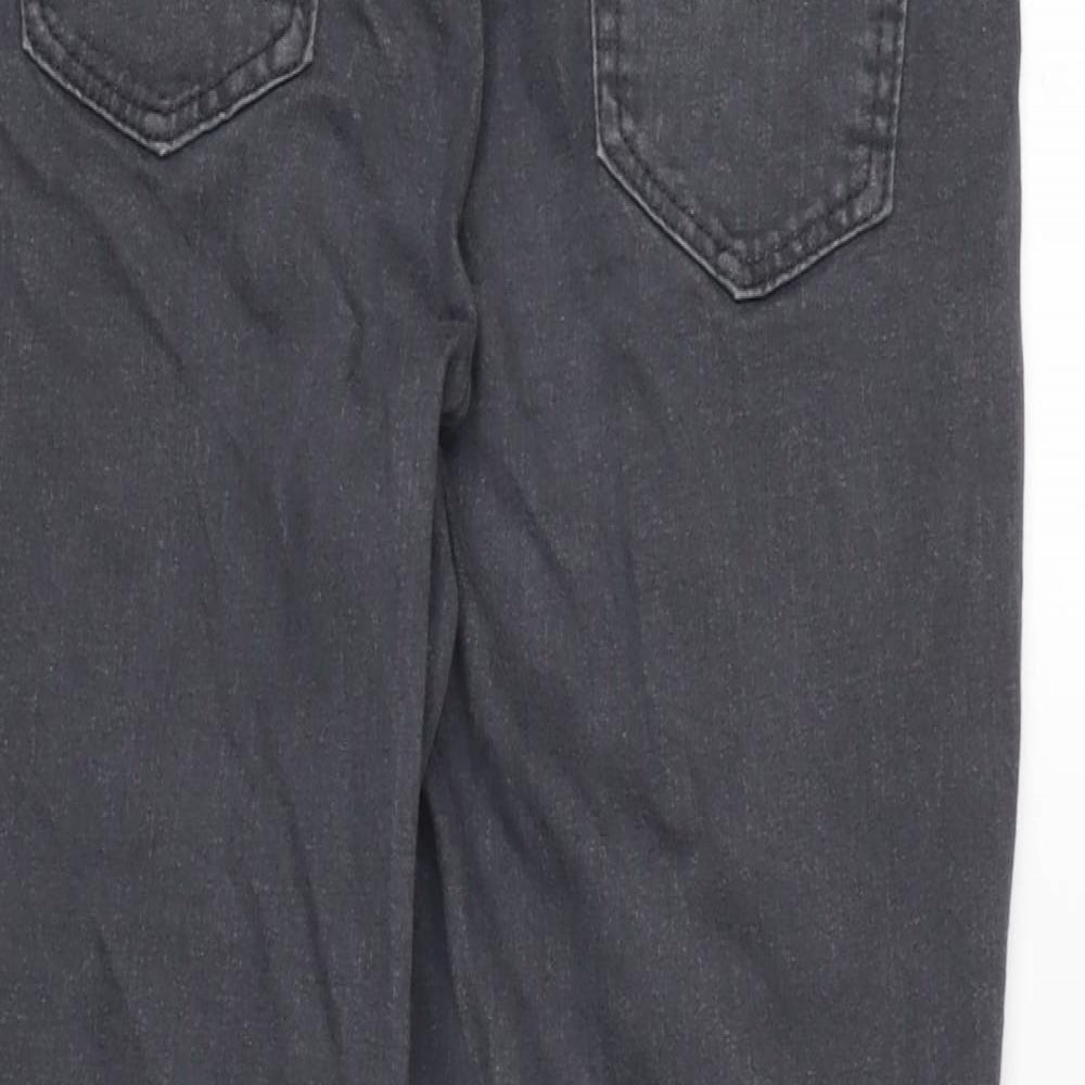 Cotton Traders Womens Grey Cotton Blend Straight Jeans Size 14 L25 in Regular Zip