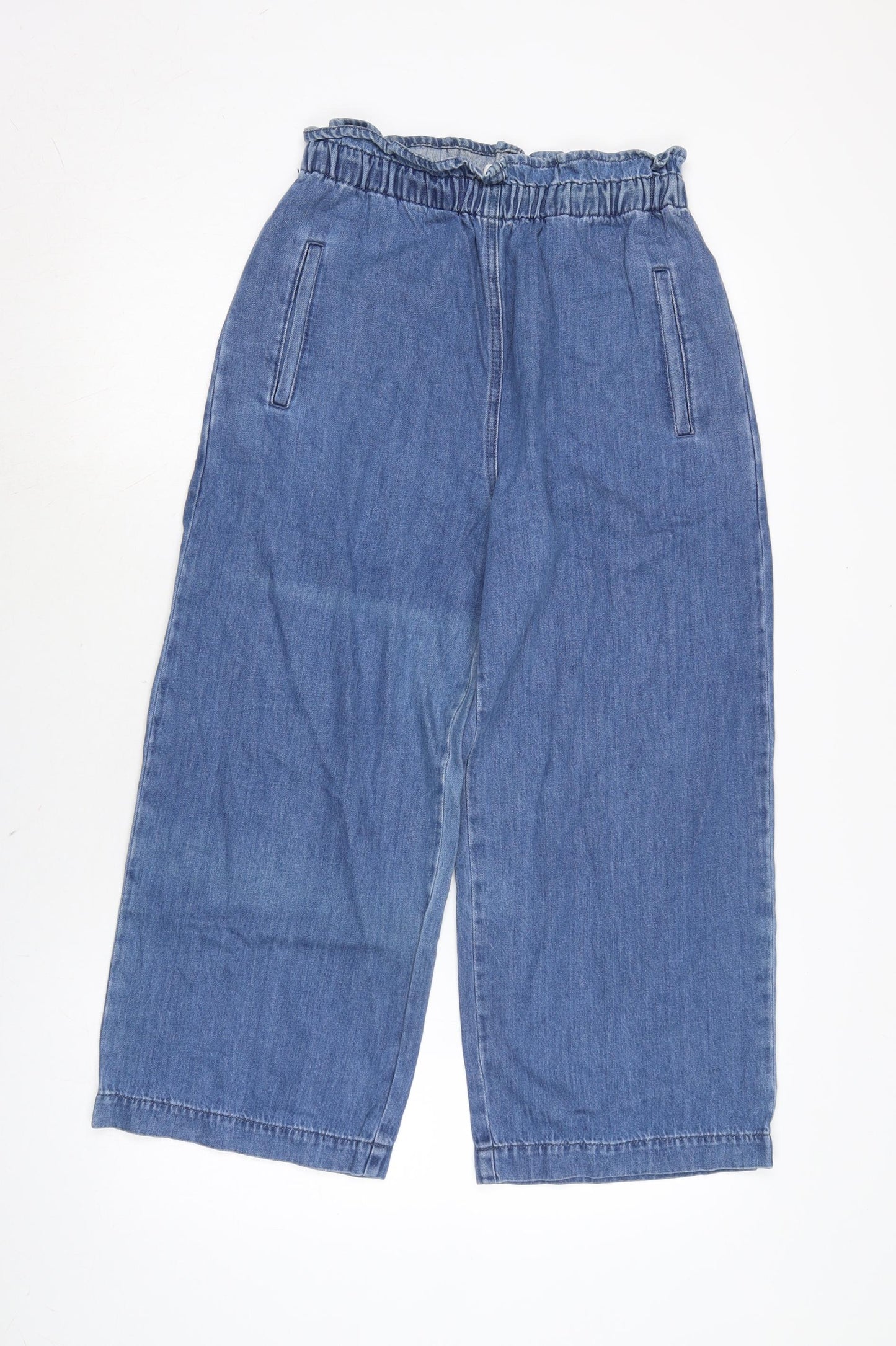 Miss Selfridge Womens Blue Cotton Wide-Leg Jeans Size 10 L21 in Regular