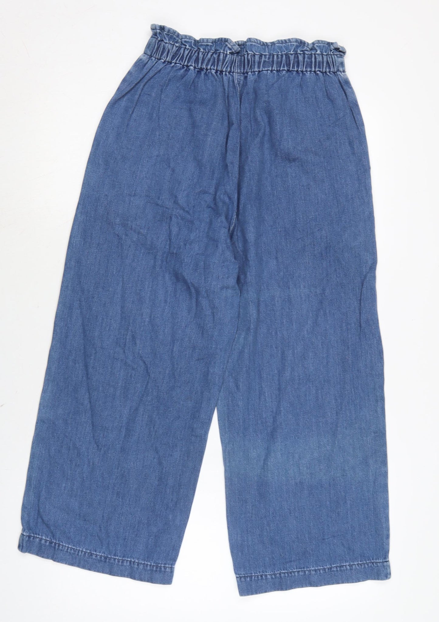 Miss Selfridge Womens Blue Cotton Wide-Leg Jeans Size 10 L21 in Regular