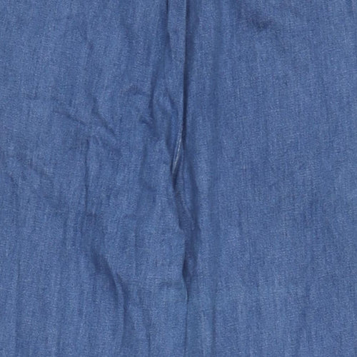 Miss Selfridge Womens Blue Cotton Wide-Leg Jeans Size 10 L21 in Regular