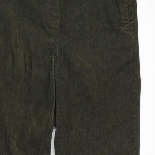 Marks and Spencer Womens Green Cotton Trousers Size 10 L25 in Regular Button