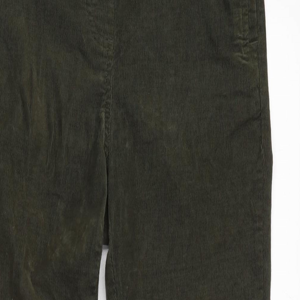 Marks and Spencer Womens Green Cotton Trousers Size 10 L25 in Regular Button