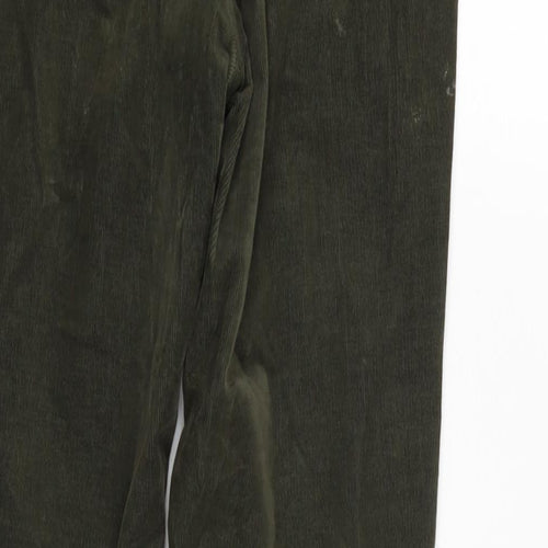 Marks and Spencer Womens Green Cotton Trousers Size 10 L25 in Regular Button